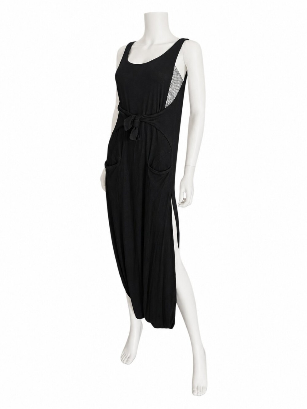 TOM FORD | Black Viscose Jersey Fishnet Cutout Maxi Dress Sample IT 36 XS
